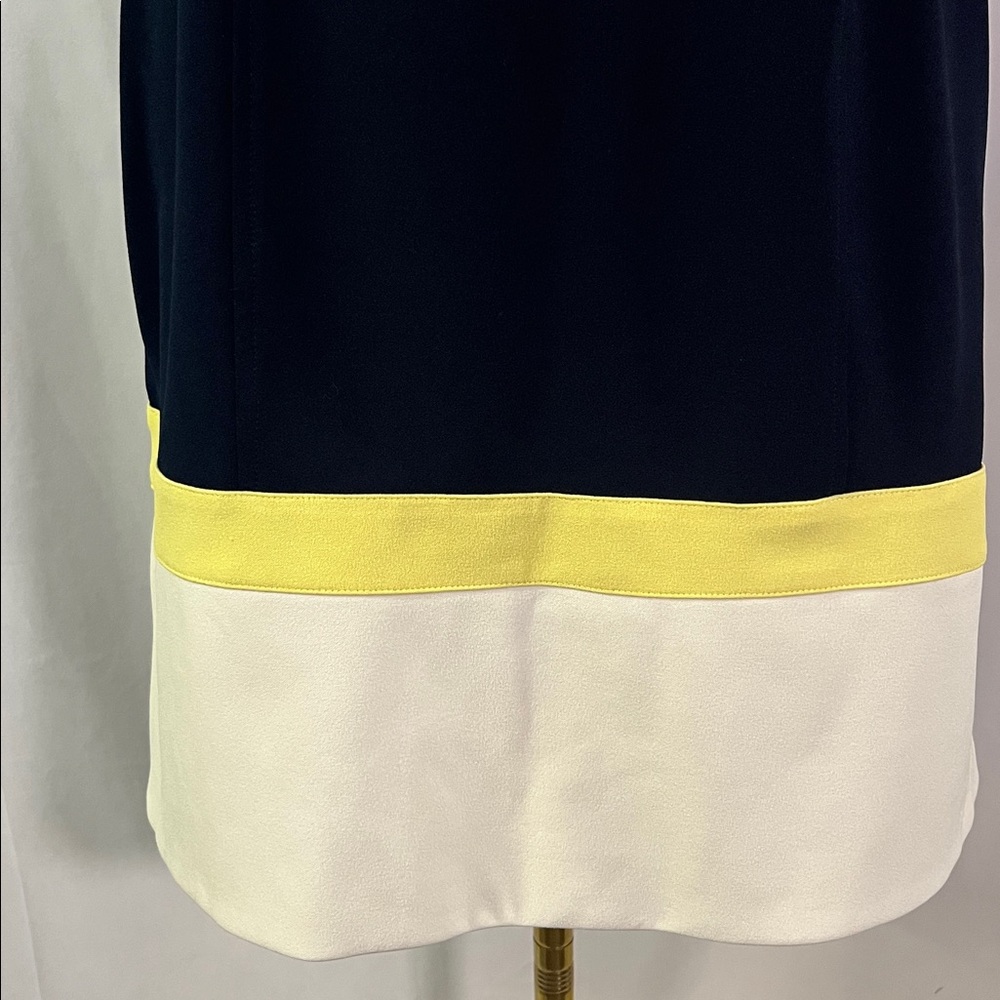 Tommy Hilfiger Navy Yellow & Beige Color Block Sleeveless Sheath Dress - Picture 8 of 16